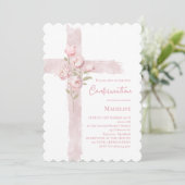 Bevestiging roze pioenrozen kruis kaart (Staand voorkant)