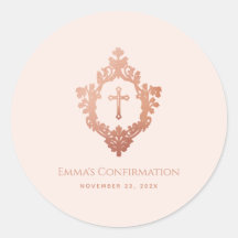 Bevestiging Roze Rose Goud  Kruis in Crest