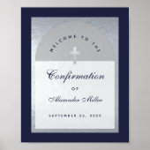 Bevestiging Silver Arch Navy Blue Welcome Sign Poster (Voorkant)