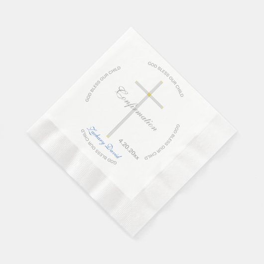Bevestiging Silver Cross Boy Blue Name Servet (Hoek)