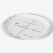 Bevestiging Silver Cross-roze naam Papieren Bordje (Gekanteld)