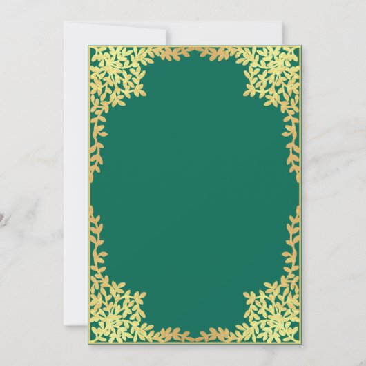 Bevestiging Smaragdgroene namaak gouden bladeren V Kaart (Achterkant)