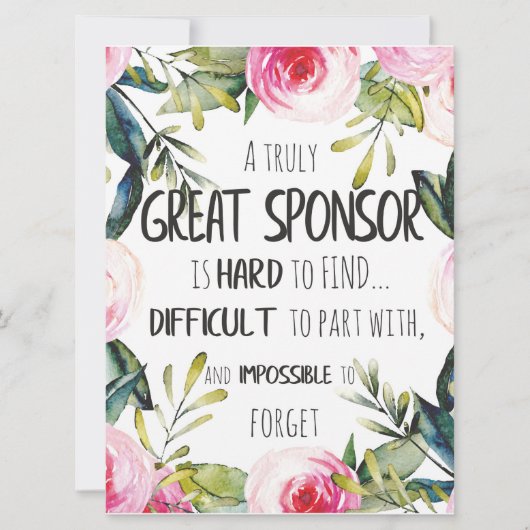 Bevestiging Sponsor Cadeau Echt geweldige sponsor Kaart (Voorkant)