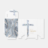 Bevestiging stoffig blauw agaat heilig kruis bedankdoosjes (Uitgevouwen)