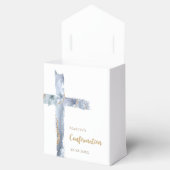 Bevestiging stoffig blauw agaat heilig kruis bedankdoosjes (Geopend)