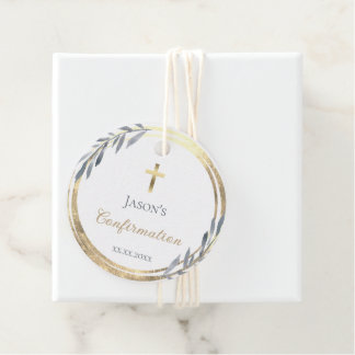 Bevestiging stoffige blauwe faux goudfolie Favor T Bedankjes Labels