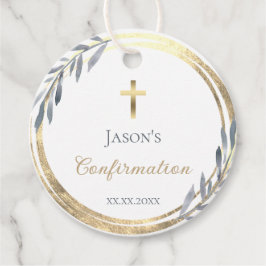 Bevestiging stoffige blauwe faux goudfolie Favor T Bedankjes Labels