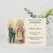 Bevestiging traditionele katholieke jongen kaart (Staand voorkant)