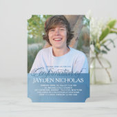 Bevestiging Transparantie Blauwe Foto Uitnodiging (Staand voorkant)