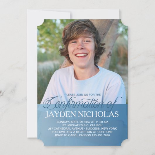 Bevestiging Transparantie Blauwe Foto Uitnodiging (Voorkant)