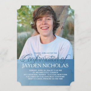 Bevestiging Transparantie Blauwe Foto Uitnodiging