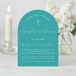 Bevestiging Turquoise Boog Simpel Modern Schrift K Kaart