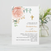 Bevestiging tweeling meisjes roos bloemenkruis lux kaart (Staand voorkant)