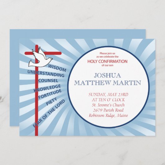 Bevestiging Uitnodiging Blauwe Rays (Voorkant / Achterkant)