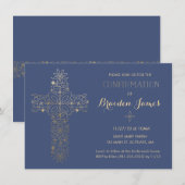 Bevestiging Uitnodiging - Gold Cross Uitnodiging (Voorkant / Achterkant)