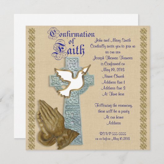 Bevestiging Uitnodiging Keltisch kruis (Voorkant / Achterkant)