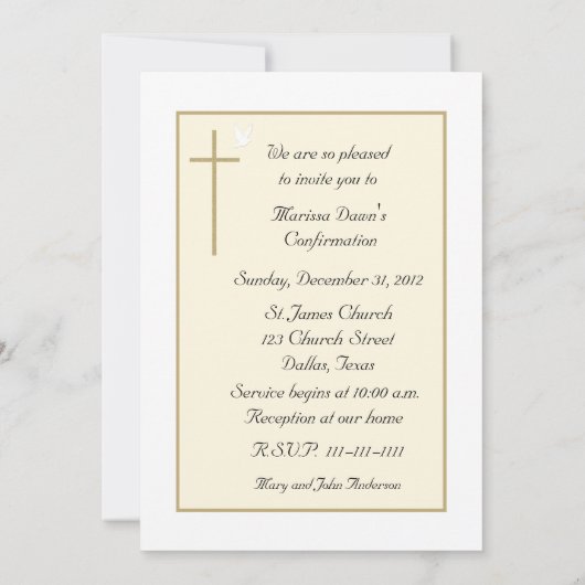 Bevestiging Uitnodiging Kruis en Duif (Achterkant)