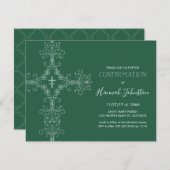 Bevestiging uitnodiging, kruis, monogram; jongen o kaart (Voorkant / Achterkant)