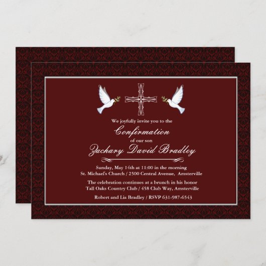 Bevestiging uitnodiging witte duif (Voorkant / Achterkant)