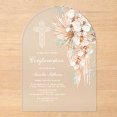 Bevestiging van beige en munt boeket acryl uitnodigingen (Voorkant)