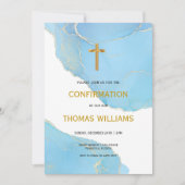 Bevestiging van blauwe en gouden jongen kaart (Voorkant)