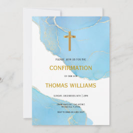 Bevestiging van blauwe en gouden jongen kaart