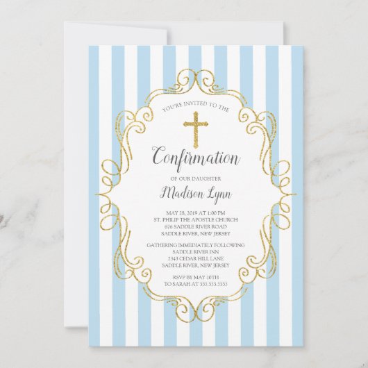 Bevestiging van blauwe en gouden Lijsten jongens Kaart (Voorkant)