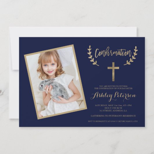 Bevestiging van blauwe goudblauwe foto's kaart (Voorkant)