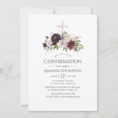 Bevestiging van Bourgogne en Blush Floral Kaart (Voorkant)