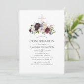 Bevestiging van Bourgogne en Blush Floral Kaart (Staand voorkant)