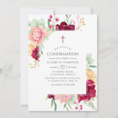 Bevestiging van Bourgogne en Blush Floral Kaart (Voorkant)