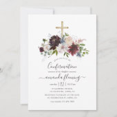 Bevestiging van Bourgogne, marine en Blush Floral Kaart (Voorkant)