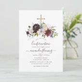 Bevestiging van Bourgogne, marine en Blush Floral Kaart (Staand voorkant)