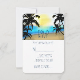 Bevestiging van dagstrand- en palmbomenstrandbruil RSVP kaartje