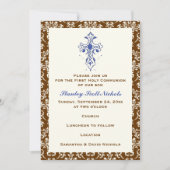 Bevestiging van Damask First Heilige Communion Bap Kaart (Voorkant)