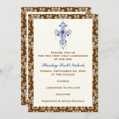 Bevestiging van Damask First Heilige Communion Bap Kaart (Voorkant / Achterkant)