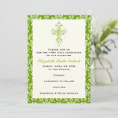 Bevestiging van Damask First Heilige Communion Bap Kaart (Staand voorkant)