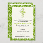 Bevestiging van Damask First Heilige Communion Bap Kaart (Voorkant / Achterkant)