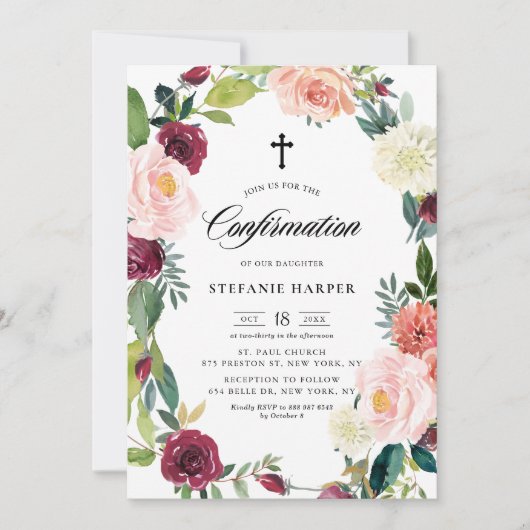 Bevestiging van de Herfst van Burgundy en Blush Fl Kaart (Voorkant)