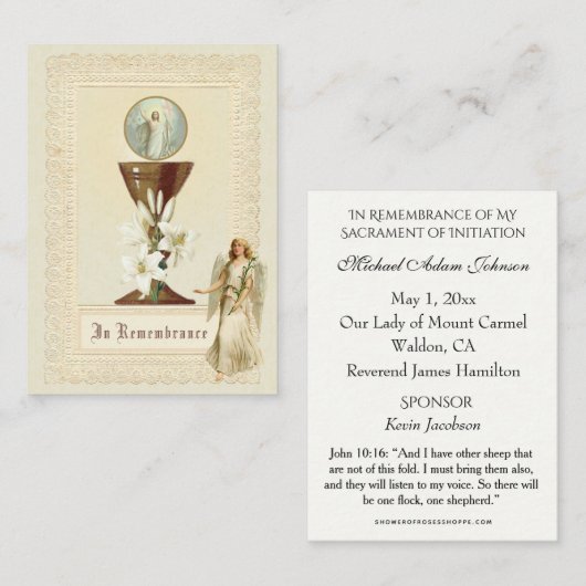 Bevestiging van de initiatie Jezus Baptisme Informatiekaartje (Voorkant / Achterkant)