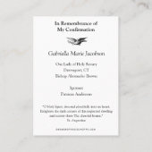 Bevestiging van een religieuze Heilige Geest Schep Plaatskaartje (Achterkant)