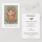 Bevestiging van een religieuze Heilige Geest Schep Plaatskaartje (Voorkant / Achterkant)