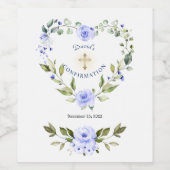 Bevestiging van Elegant Blue Floral Wreath Boy Wijn Etiket (Enkel label)