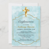 Bevestiging van Elegant Blue Gold Cross-Boys Kaart (Voorkant)