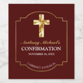Bevestiging van Elegant Burgundy Gold Cross Boy Wijn Etiket (Enkel label)