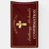 Bevestiging van Elegant Gold Cross Burgundy Boys Spandoek (Verticaal)