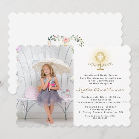 Bevestiging van Elegant Photo Girl Gold Chalice Gi Kaart (Voorkant / Achterkant)