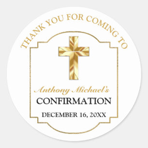 Bevestiging van Elegant White Gold Cross Boys Ronde Sticker