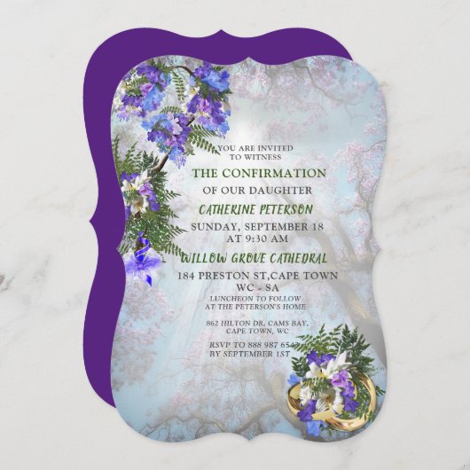 Bevestiging van geometrische goud en Jacaranda Flo Kaart (Voorkant / Achterkant)