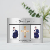 Bevestiging van het zilveren fotoscript bedankkaart (Staand voorkant)